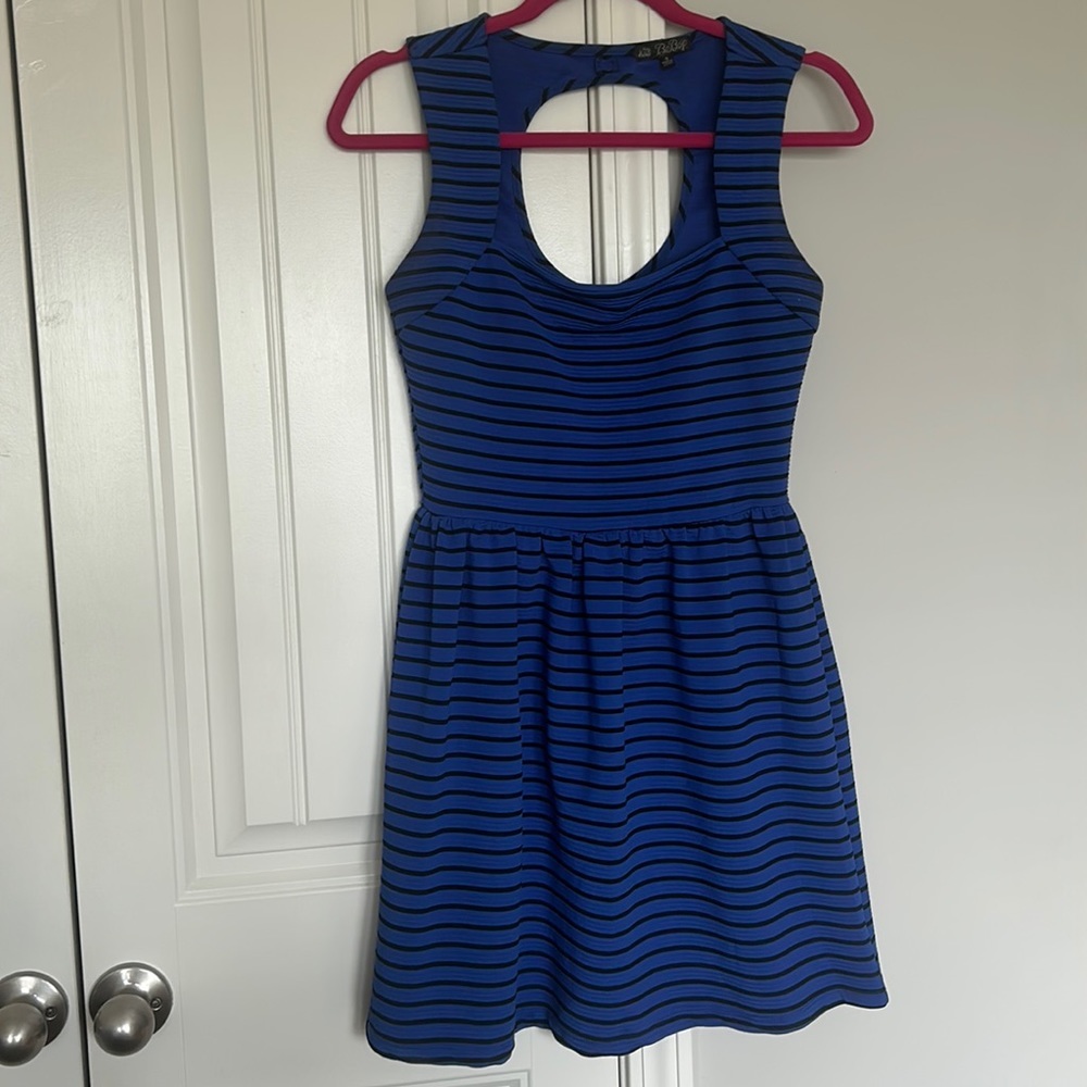 Striped Blue and Black dress with back cut out